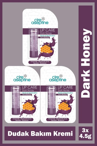 Cire Aseptine Lip Care Dark Honey Renkli Dudak Bakım Kremi 4,5 gr 3 Adet ürün görseli 1