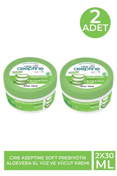 Cire Aseptine Soft Prebiyotik Aloevera El Yüz ve Vücut Kremi 30 ml 2 Adet ürün görseli 1