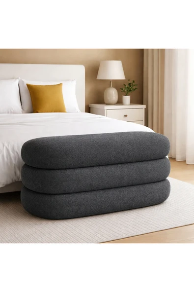 Elissa Home Bukle Bench / Puf Coco Kumaş Antrasit 110 x 42 ürün görseli 1