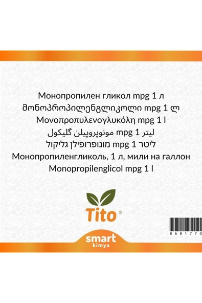 tito Monopropilen Glikol Mpg E1520 1 litre - Resim 2