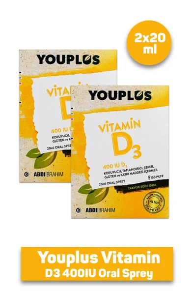 Youplus Vitamin D3 400IU Oral Sprey 20 ml 2 Adet ürün görseli 1