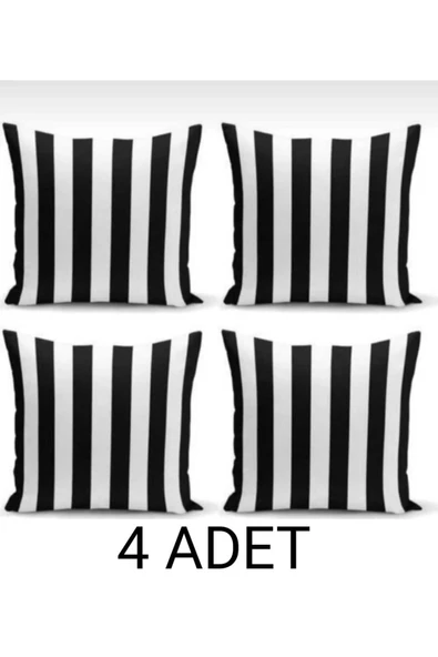 Elissa Home Siyah Beyaz Çizgili Zebra Kırlent - Yastık Kırlent Kılıfı - Fermuarlı - Premium Kırlent 43 x 43 ürün görseli 1