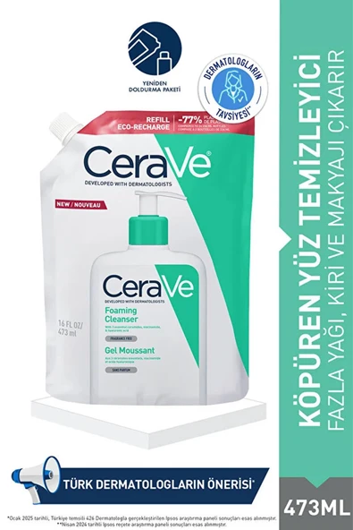 Cerave Foaming Cleanser Refill Dökme Poşet Normal ve Yağlıya Dönük Ciltler İçin Köpüren Temizleyici 473 ml ürün görseli 1