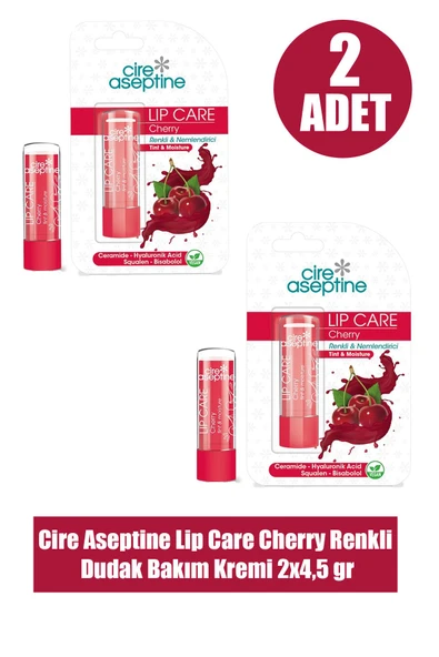 Cire Aseptine Lip Care Cherry Renkli Dudak Bakım Kremi 4,5 gr 2 Adet ürün görseli 1