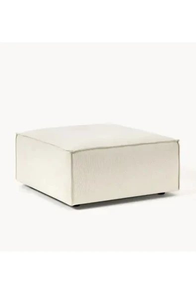 Elissa Home SOFT PUF , KIRIK BEYAZ , KETEN KUMAŞ 80 x 80 ürün görseli 1