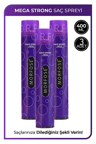 Morfose Mega Strong Saç Spreyi 400 ml 3 Adet ürün görseli 1