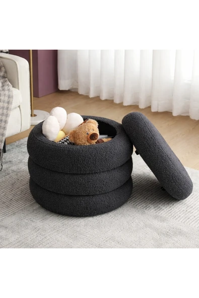 Elissa Home Bukle Puf 4 Boum , Teddy Kumaş , Saklama Alanlı , Sandıklı 40 x 45 ürün görseli 1