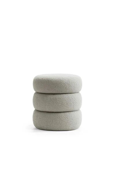 Elissa Home Bukle Puf Teddy Kumaş Boum Puf -- Açık Gri 40 x 45 ürün görseli 1