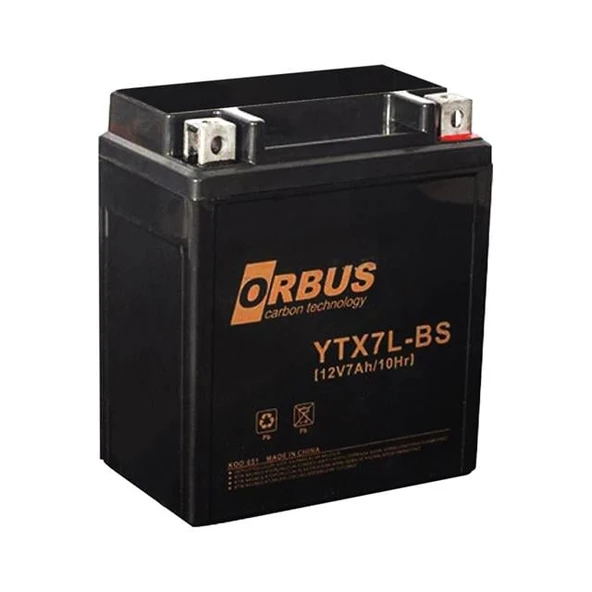 Orbus 12 V 7 Amper Elektrikli Karbon Bisiklet Aküsü YTX7L-BS ürün görseli 1