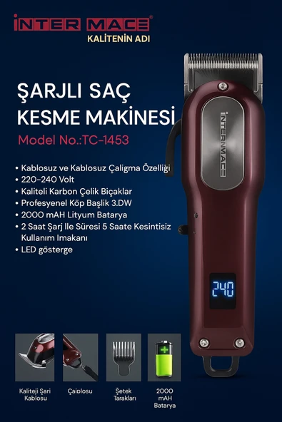 İnter Mac3 Şarjlı Saç Kesme Makinesi ürün görseli 1