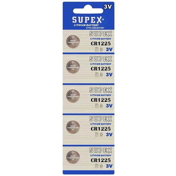 Supex CR1225 3 Volt Lityum Pil 5'li Paket ürün görseli 1