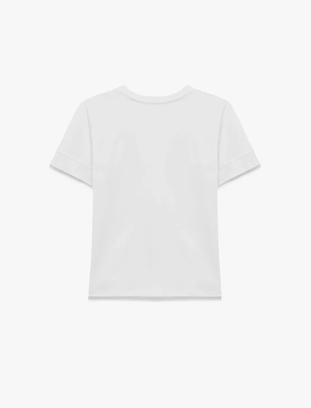 Pamuklu Slim Fit Kısa Kollu Bisiklet Yaka Basic Tişört - Resim 5