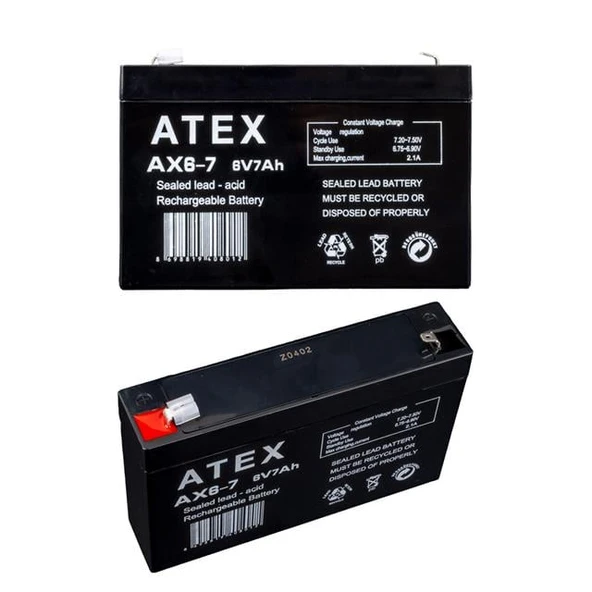 Atex 6 Volt - 7 Amper Akü (150 x 50 x 94 mm) ürün görseli 1