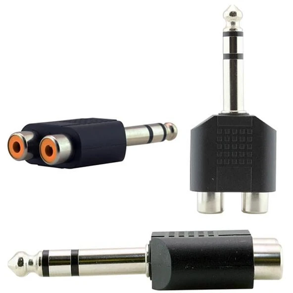 6.3 Mm Stereo Erkek - 2 Rca Dişi Çevirici Jack ürün görseli 1