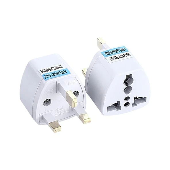 Powermaster PM-10642 Beyaz 250 Volt 13 Amper İngiliz Tipi Universal Dönüştürücü Priz Travel Adaptörü ürün görseli 1