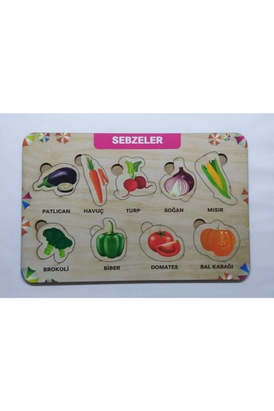 Kubbehan Ahşap Sebzeler Puzzle Eğitici Oyuncak ürün görseli 1