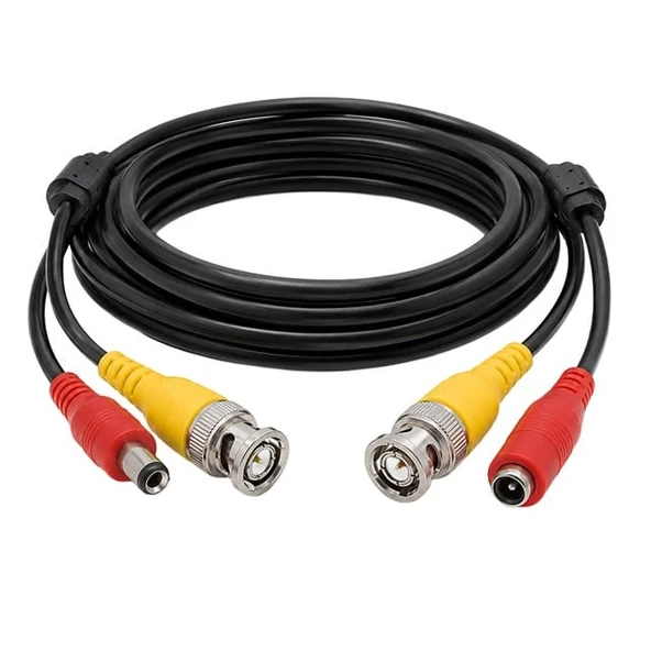 Powermaster PM-13816 BNC Video ve Güç Kablosu 5 Metre Güvenlik Kamera Bağlantısı ürün görseli 1