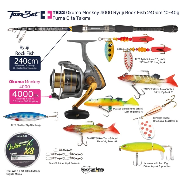 TAMSET Monkey 4000 Rockfish 240cm 10-40g Turna Olta Seti TS32 ürün görseli 1