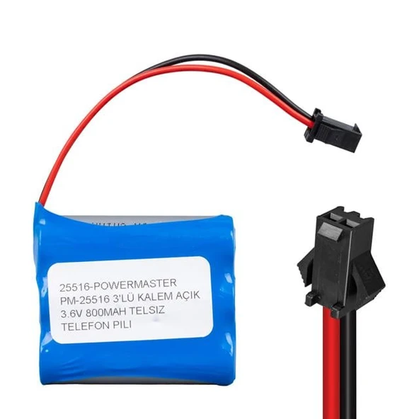 PowerMaster PM-25516 3'LÜ AA Kalem Açık 3.6 Volt 800mAh Telsiz Telefon Pili ürün görseli 1