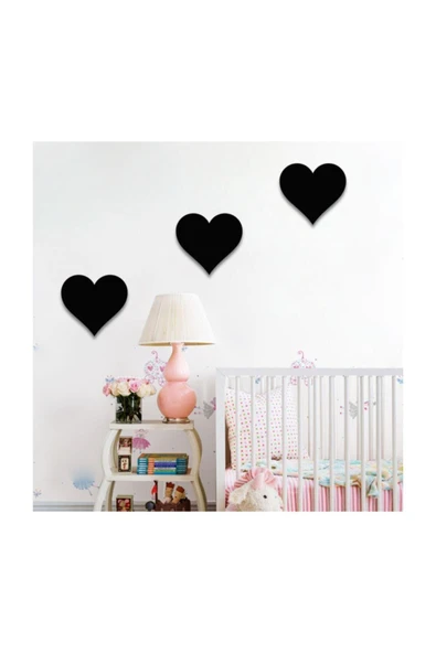 Babyroom Ahşap Siyah Kalp 3lü Set ürün görseli 1