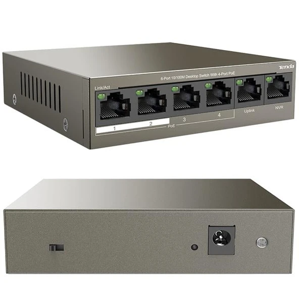 Tenda TEF1106P 2 x Uplink + 4 Port Poe Ethernet Switch 63 Watt ürün görseli 1