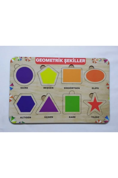 Kubbehan Ahşap Geometrik Şekiller Puzzle Eğitici Oyuncak ürün görseli 1