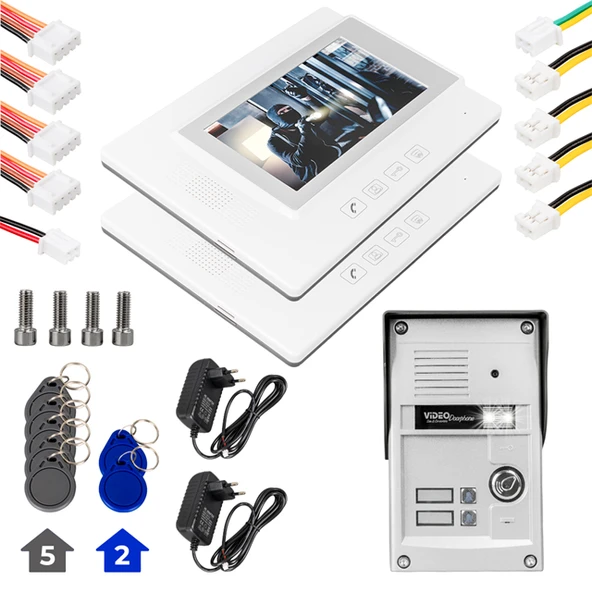 PowerMaster 37T2 2 Daire 7'' NFC Destekli Görüntülü Kapı Zili Interkom Akıllı Ev Güvenliği Sistemi ürün görseli 1