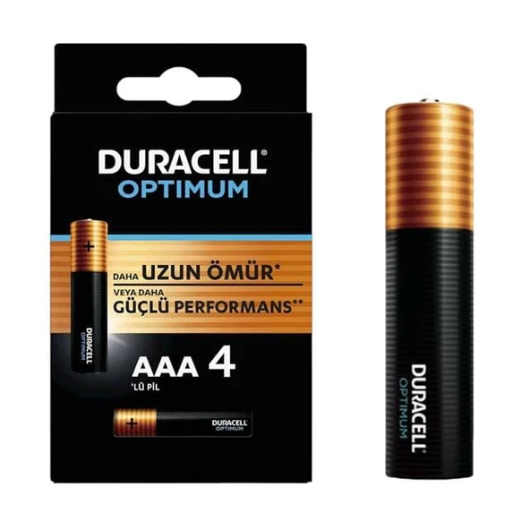 Duracell Optimum 1.5 Volt Alkalin AAA 4’lü İnce Kalem Pil MX2400 ürün görseli 1