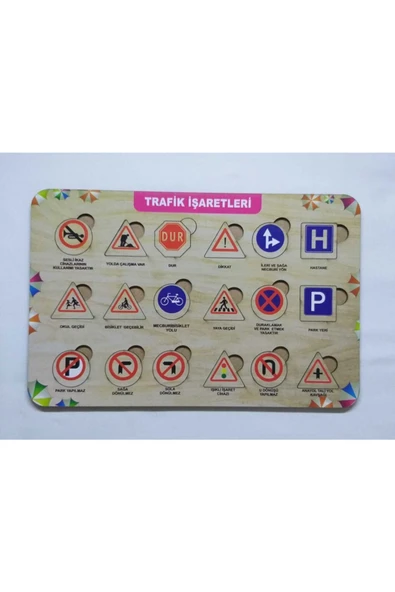 Kubbehan Ahşap Trafik Işaretleri Puzzle Eğitici Oyuncak ürün görseli 1