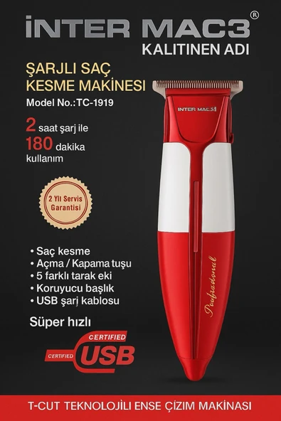 İNTER MAC3 ŞARJLI SAÇ KESME MAKİNESİ ürün görseli 1