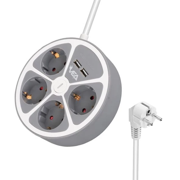 Vea VE-G604YU 4'lü 2 USB’li Anahtarlı 1.5 Metre Grup Priz ürün görseli 1