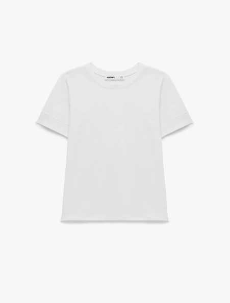 Pamuklu Slim Fit Kısa Kollu Bisiklet Yaka Basic Tişört - Resim 4
