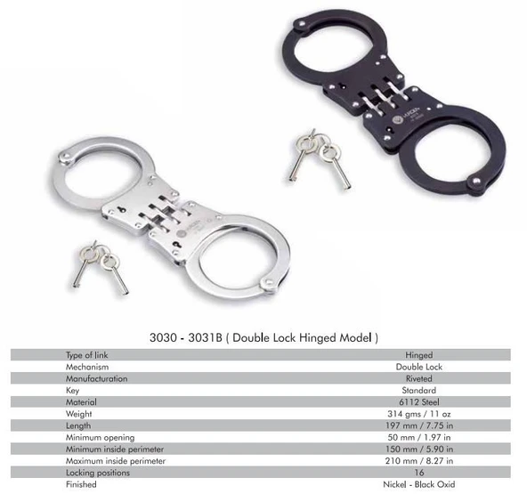 Vurgun Menteşeli Çelik Polis Kelepçesi 3030 - Resim 7
