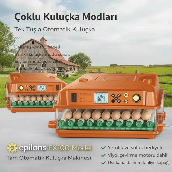 Fx100 Tam Otomatik Kuluçka Makinesi 100 Yumurta Kapasiteli | Yeni Nesil Halandırma | Otomatik Su Sistemi | Dijital Isı V ürün görseli 1