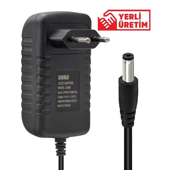 Weko 14.4 Volt - 2 Amper 5.5*2.5 Uçlu Kırmızı Yeşil Ledli Yerli Üretim Akü Şarj Cihazı ürün görseli 1