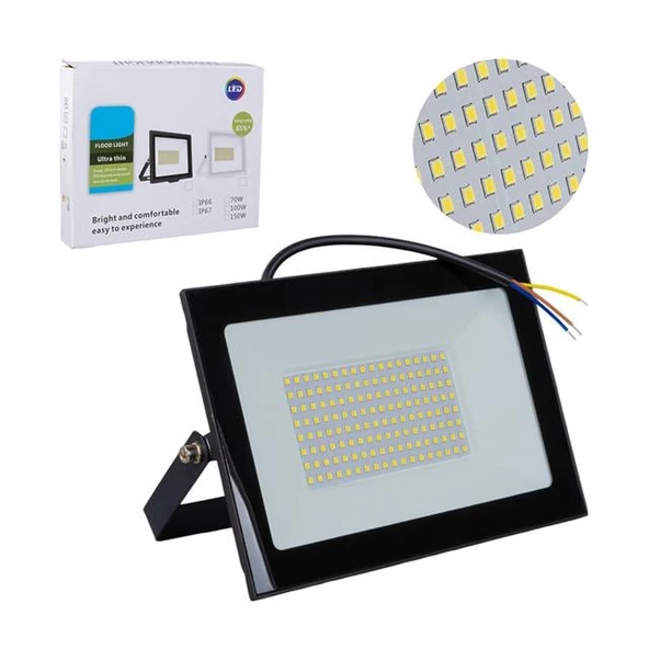 Powermaster PM-22572 100 Watt - 220 Volt 6500K IP66 150* Işık Açısı Siyah Slim Kasa Beyaz Led Projektör ürün görseli 1