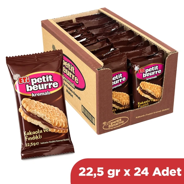 Eti Kakaolu Fındık Kremalı Petibör Bisküvi 22,5 gr x 24 Adet ürün görseli 1