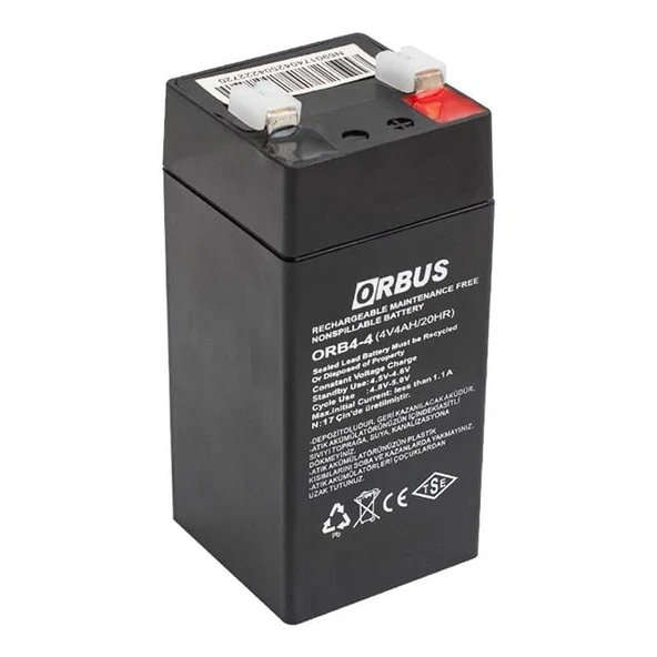 Orbus ORB4-4 4 Volt 4 Amper Dik Akü (45x45x100 Mm) ürün görseli 1