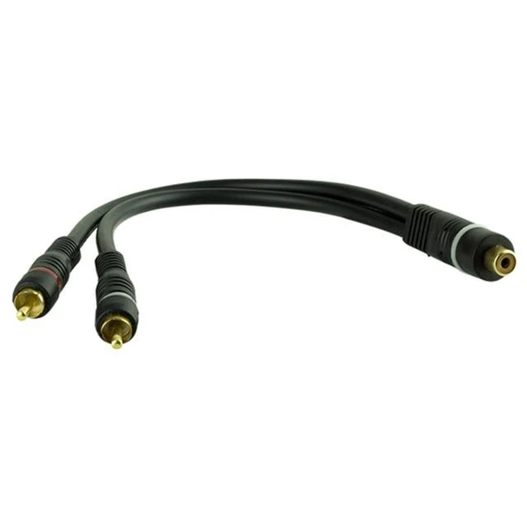 Powermaster PM-690 Siyah 1 Dişi 2 Erkek RCA Y Kablo 25 Cm Ses ve Anfi Bağlantı Kablosu ürün görseli 1