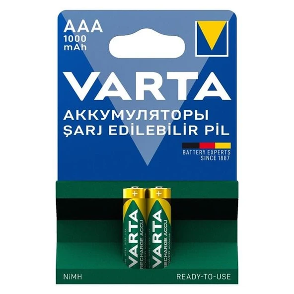 Varta 5703 1.2V 1000 mAh Şarjlı AAA Kalem Pil (2'li Paket) ürün görseli 1
