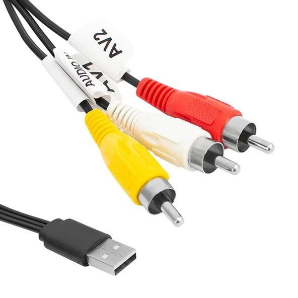 Magicvoice MV-6596 Siyah 1.2 Metre USB - 3 RCA AV Görüntü ve Ses Dönüştürücü Kablo ürün görseli 1