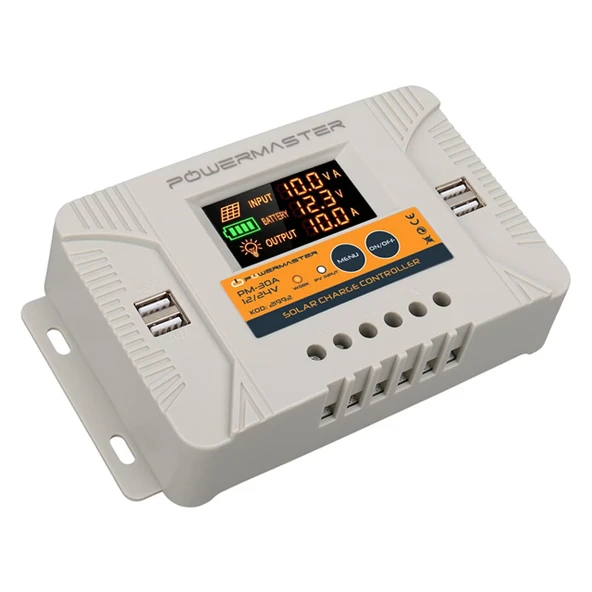 Powermaster PM-30A 12V-24V 30 Amper 4 USB Çıkışlı Dijital Ekranlı Solar Şarj Regülatörü ürün görseli 1
