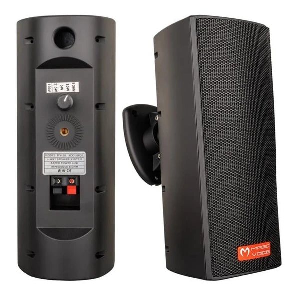 Magicvoice MV-26  2x7,5 Cm 50W 3 Yollu Siyah Sütun Hat Trafolu Hoparlör 2'li Takım ürün görseli 1