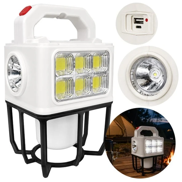 Powermaster PM-26460 Çok Fonksiyonlu Solar Kamp Lambası Güneş Panelli Masa Lambası ve El Feneri ürün görseli 1