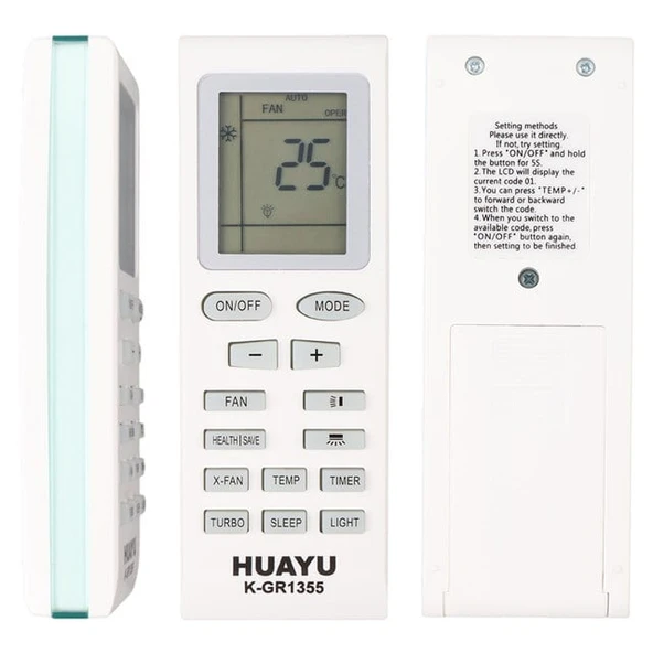 Huayu K-GR1355 Flair YB1FA Duvar Tip BTU Klima Kumandası ürün görseli 1