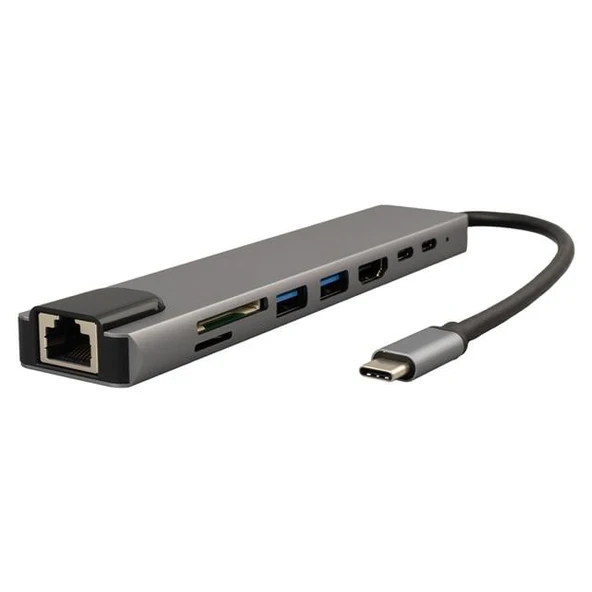 Raca RC-29630 Type-C 8in1 HDMI Çok Fonksiyonlu USB 3.0 Dock Station (Macbook - PC - Playstation - Xbox) ürün görseli 1