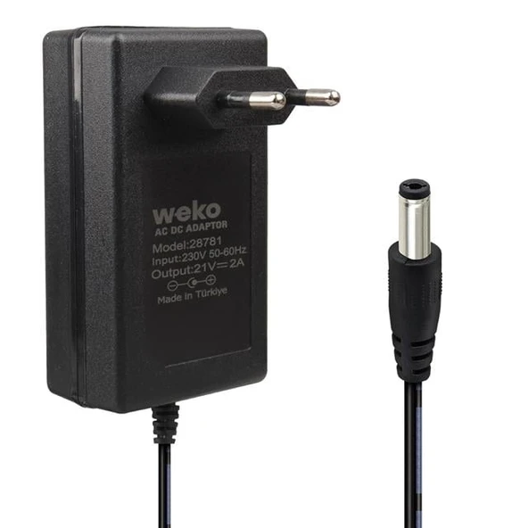 Weko 21 Volt - 2 Amper 5.5*2.5 Mm Uçlu Kırmızı Yeşil Ledli Priz Tipi Şarjlı Matkap Adaptörü ürün görseli 1