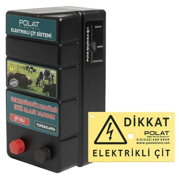 Polat 20.000 Metre Gece-Gündüz Sensörlü Elektrikli Çit Kontrol Ünitesi ürün görseli 1