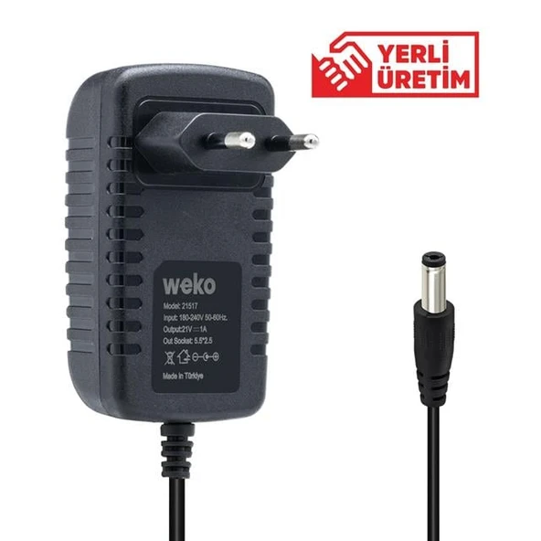 Weko 21 Volt - 1 Amper 5.5*2.5 Uçlu Priz Tipi Adaptör ürün görseli 1