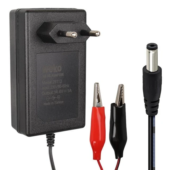 Weko 14.4 Volt - 1 Amper 5.5*2.5 Mm Uçlu + Krokodil Aparatlı Akü Şarj Cihazı WK-29112 ürün görseli 1